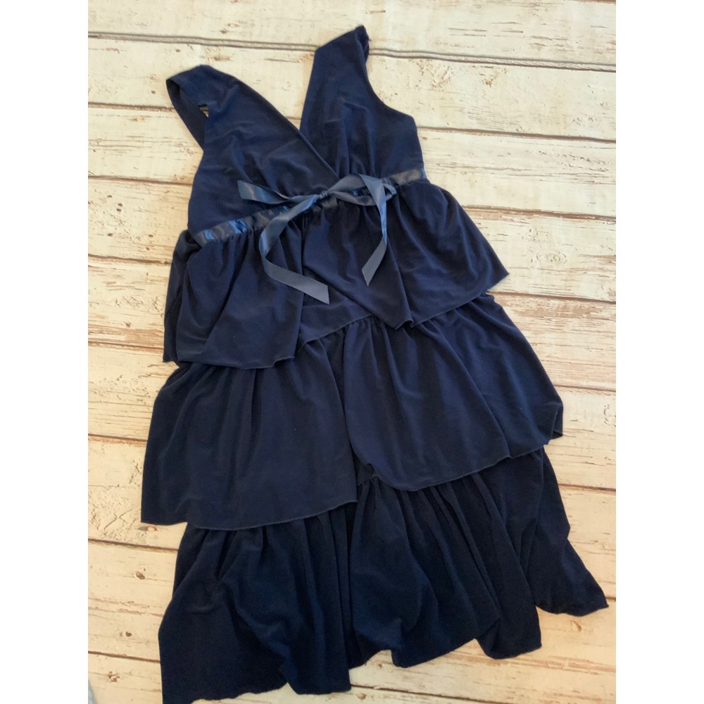 Star Vixen Navy Blue Tiered Ruffle Sleeveless Empire Waist Dress Medium